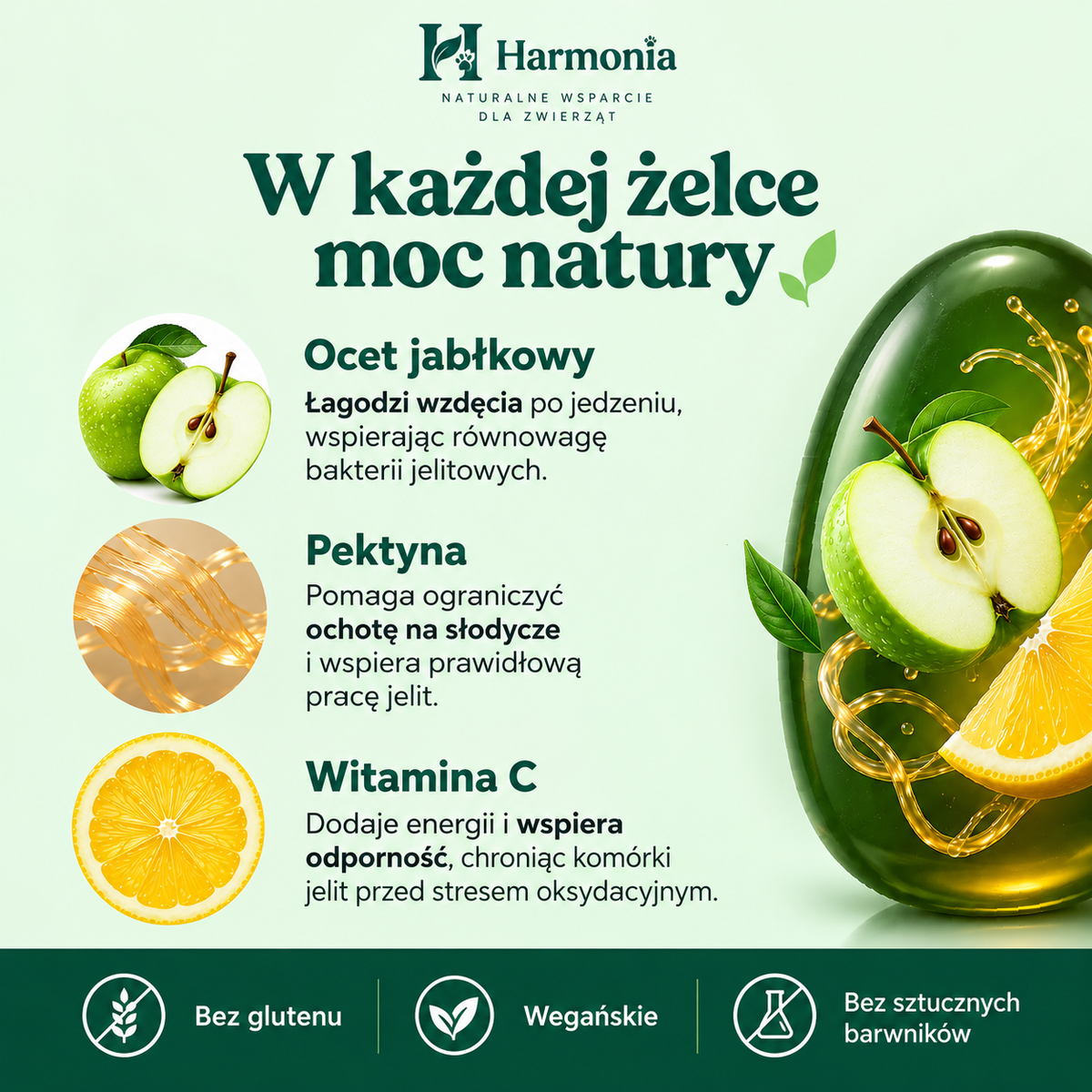 Harmonia Żelki z octem jabłkowym, witaminą C i pektyną